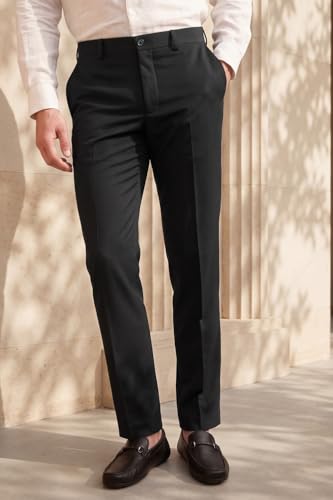 Image of Louis Philippe Men's Slim Fit Classic & Modern Styling Work Ready Textured Formal Trouser