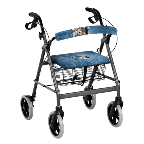 Image of Pocket Cat Rollator Accessories for Ladies Universal Walkers Seat Covers Cute Walkers for Seniors with Seat Covers