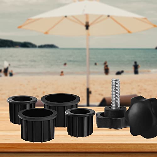 6 Pcs Umbrella Base Stand Replacement Parts,Patio Umbrella Base Replacement Parts Outdoor Umbrella Hole Ring Plug Cover With M8 Thread Screw Replacement Hand Knob For Backyard Patio Table Decks(Black) #TOP1