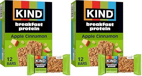 Image of KIND Breakfast Protein, Healthy Snack Bar, Apple Cinnamon, Gluten Free Breakfast Bars, 8g Protein, 1.76OZ Packs, 12 Count (Pack of 2)