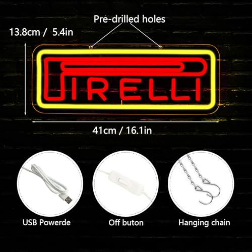Image of WonderfulLife Pire lli Neon Sign for Tire Shop or Garage Decor,Led Signs for Bar Man Cave Wall Decor,Bright Light of Automotive Supplies Store Display,5V USB Powered Easy Hanging.