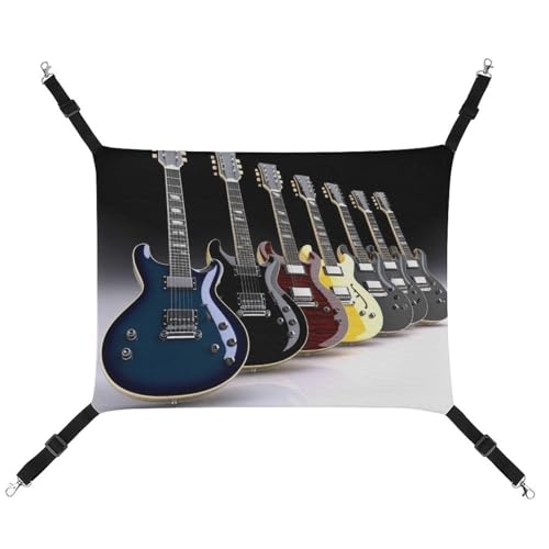 DWVSFJM Amaca per chitarra elettrica per gatti e animali domestici, morbida cuccia da appendere con cinghie regolabili e ganci in metallo, tappetino per animali domestici, per gatti, cani di piccola