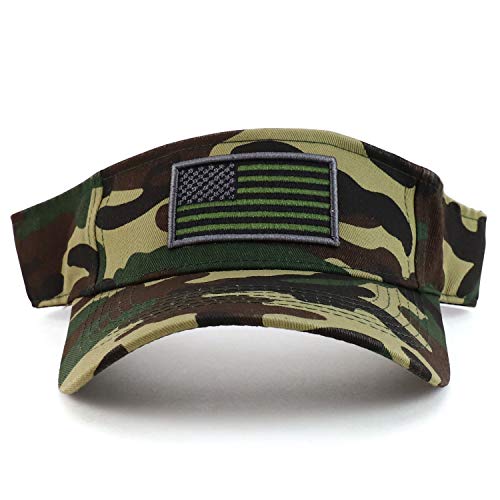 Image of Trendy Apparel Shop USA American Flag Embroidered Polyester Summer Visor Hat