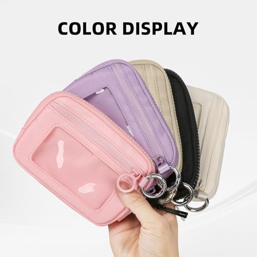 Didida Iris Mini Zip Wallet with ID Window and Keychain - Stylish Olive Green Coin Purse for Women - Image 7