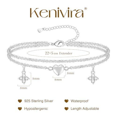 Image of Kenivira Sterling Silver Ankle Bracelets for Women,Gold Dainty Layered Waterproof Anklet for Women, Anklet Set Stackable Beach Gift Adjustable Size