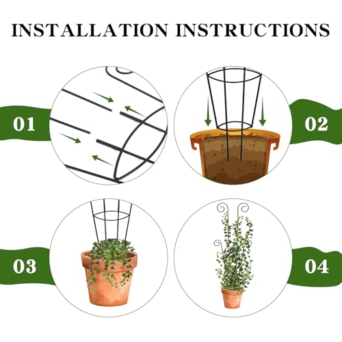 Image of ZOUTOG Trellis for Climbing Plants Indoor 4 Pack 30 Inch,Rustproof Metal Garden Trellis for Potted Plants,Sturdy Houseplant Support Indoor Outdoor for Ivy Pothos Monstera Hoya Flower Vine(Black Round)