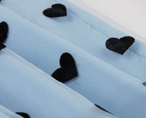 Wellwits Women's Heart Embroidery Mesh High Waist Midi Skirt4