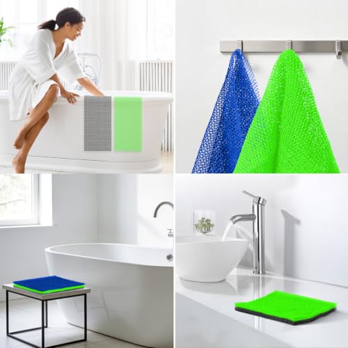 Image of UJFQBH African Net Sponge Authentic 3 Pack, the Gentle Exfoliating Body Scrubber that Unclogs Pores, Reaches Your Back, Dries Fast, and Leaves Skin Smooth Day After Day(Black,Blue,Green)