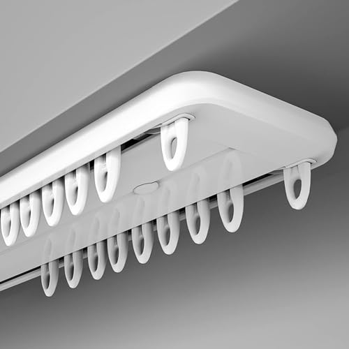 Riel de cortina de doble riel, soporte de techo de aluminio, barra flotante silenciosa para sala de estar, baño, dormitorio