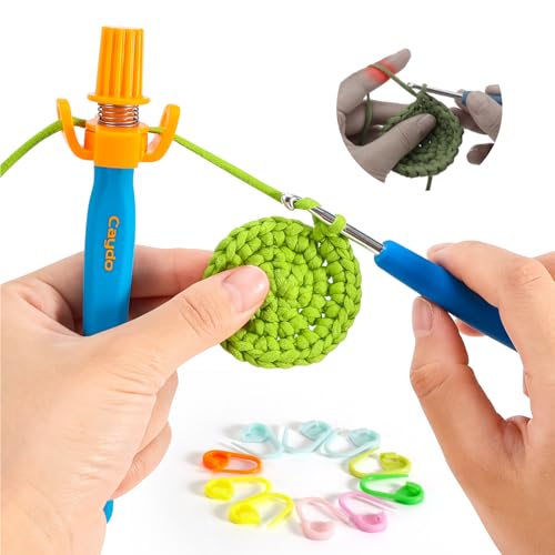 Crochet Tension Tool for Beginners Ergonomic Yarn Guide Holder Tension Control Crochet Helper Comfort Handle for Left & Right Hander Portable Crochet Accessories Gift for Crocheters & Knitters