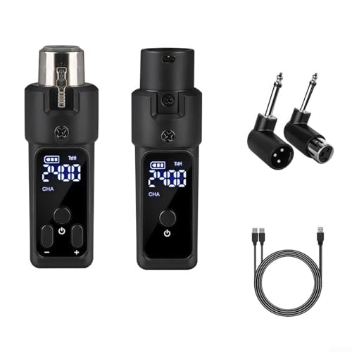 Sistema de micrófono inalámbrico de 2.4 GHz con transmisores XLR y receptores para micrófonos dinámicos y de condensador, rango de 30 m, respuesta de frecuencia de 20 Hz-20 kHz, para sistemas PA y