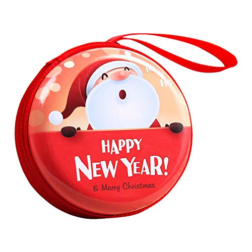 Preisvergleich Produktbild Haodou Mini Geldbörse Reißverschluss Geldbeutel Weihnachtsschmuck Stoff Münzbörse Runde Münzbeutel Mini-Portemonnaie für Weihnachten 7 * 3cm (Stil 13)