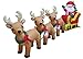 8 FT Long Christmas Inflatable Santa Claus on Sleigh with 3 Reindeer & Christmas Tree – Outdoor/Indoor Yard Blow-Up Holiday Decoration with Built-in LED Lights, Self-Inflating Blower