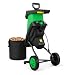 MASTLOUFUL 2400W Gartenhäcksler mit Messerwerk, 39 mm Schnittkapazität, 4500 U/min, 50-L-Fangsack, Stopfer und Räder für Äste, Zweige und Gartenabfälle