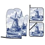 Taille : Ensemble de 4 pièces – 2 maniques (18,5 x 28 cm) + 2 dessous-de-plat (20,5 x 20,5 cm). L'un des dessous-de-plat est doté d'une poche. Les matériaux sûrs conviennent à la plupart des mains et garantissent une utilisation durable.