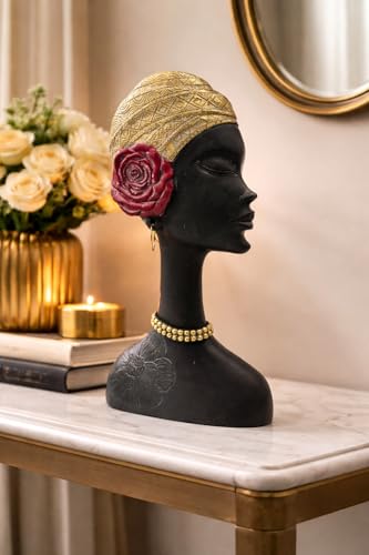 Busto Escultura de Dama Africana de 14 Pulgadas para Decoración