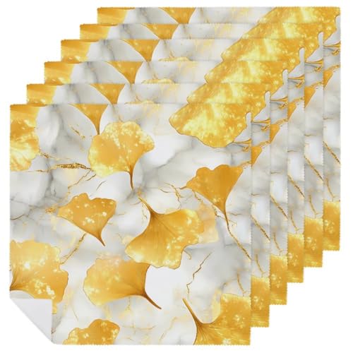 Juego de servilletas de tela reutilizables de mármol Ginkgo cuadradas 2