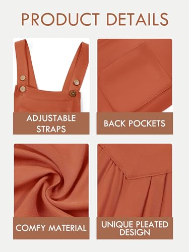 Image of Haloumoning Girls Overalls Kids Casual Sleeveless Wide Leg Jumpsuit Loose Rompers with Pockets 5-14 Years