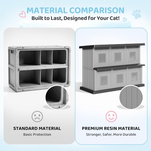 Image of Fancyango Cat House Bed Cave, Dual-Layer Large Cat Houses for Outdoor Cats