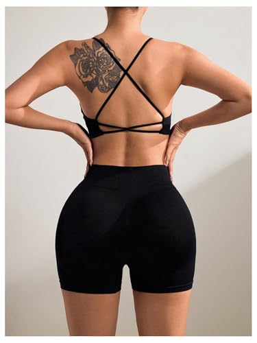 SOLY HUX Workout Sets for Women 3 Piece Outfits Seamless Sports Bra and High Waisted Shorts with Bolero Crop Top4