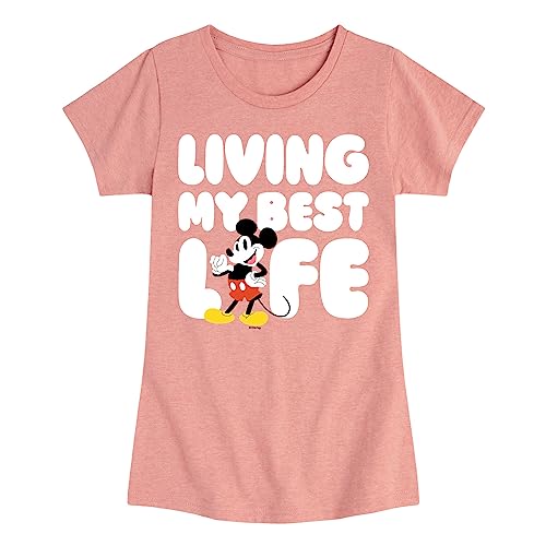 Disney - Mickey & Friends - Living My Best Life - Toddler and Youth Girls Short Sleeve Graphic T-Shirt