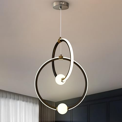 Image of Smartway Addison 65W LED Hanging Pendant Light for Living Room, Dining Table, Bedroom & Office | Modern Intersecting Ring Design | 3 Color Modes | Premium Hanging Lamp