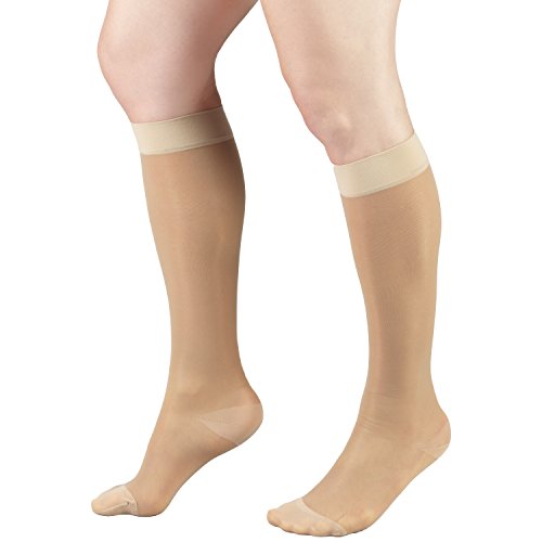 Image of Truform Compression 15-20 mmHg Sheer Knee High Stocking, Light Beige, Large (Pack of 2) (1773LB-L 2PK)