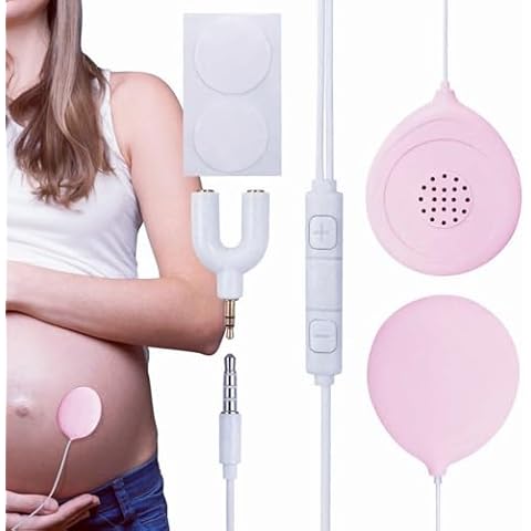 BlissKiss Baby Bump Headphones: Pregnancy Headphones for Belly, Safely Play Music & Voices to Baby in Womb - Featherlite, Portable Belly Speakers Gift for Moms Cover