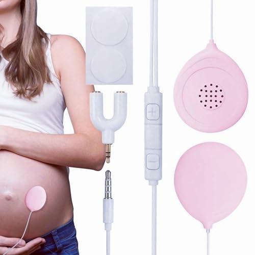 BlissKiss Baby Bump Headphones: Pregnancy Headphones for Belly, Safely Play Music & Voices to Baby in Womb - Featherlite, Portable Belly Speakers Gift for Moms