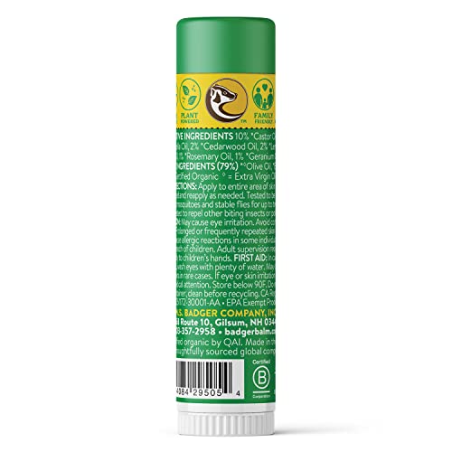 Badger Bug Repellent Stick, All Natural Mosquito Repellent with Citronella, Pleasant Smelling Insect Repellent Travel Size for Kids and Adults, 0.6 oz