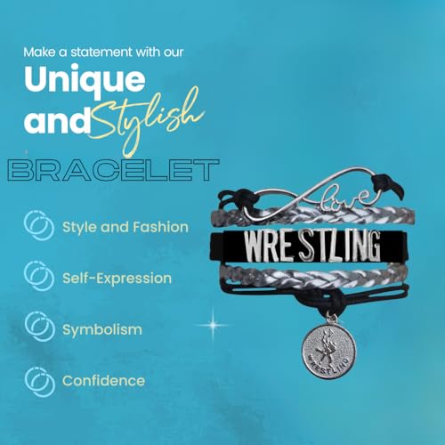 Image of Sportybella Wrestling Charm Infinity Bracelet- Wrestling Jewelry - Sports Personalized Gifts for Wrestlers,Teams, Moms and Coaches