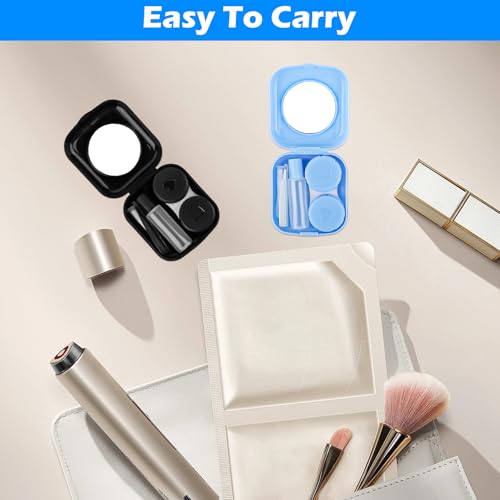 2 Stück Kontaklinsenbehälter, Kontaktlinsen Aufbewahrung, Kontaktlinsenhalter mit Spiegel, Kontaktlinse Kasten, Tragbar Kontaktlinsenbehälter Reise Kontaktlinsenetuis, für Reisen zu Hause im Freien
