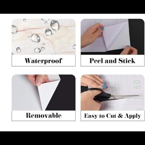 Image of Kitchen Cabinets Marble Wallpaper Roll for Home & Kitchen Decor - Oil Proof Waterproof Self Adhesive Wall Paper Sticker for Floor Tiles, Countertop, Cupboard, Drawer (60 * 200 cm) (Cream, 1)
