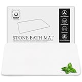 Greenturf Diatomite Stone Bath Mat, Premium Non-Slip Natural Diatomaceous Earth Bathtub Quick Drying Mats for Bathroom Floor (30' x 17' White)