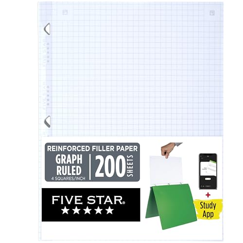 Papier de remplissage ligné quadrillé Five Star 200 feuilles renforcé