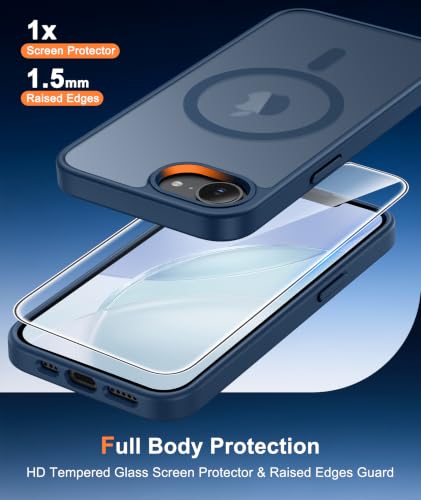 Image of FNTCASE for iPhone 17e Case Blue: Translucent iPhone 16e Cases Compatible with MagSafe, Camera Protection & Tempered Glass Protector, 14FT Military Grade Drop Tested, Matte Skin-Friendly Cover
