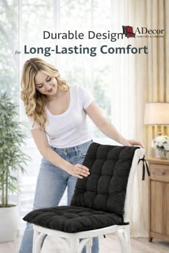 Image of A Decor Soft Cotton Chair Cushion Pad 40x40x4 cm| Comfortable Pad for Dining, Office & Study Chairs Pack of 1| (Black)