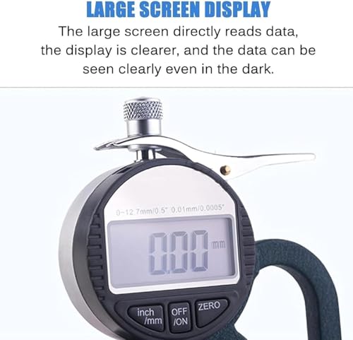 Calibrador digital de espesores, medidor de espesores con pantalla LCD, rango 0-12.7 mm, diámetro de sonda 30 mm, para esponja, papel, cartón miniatura 5
