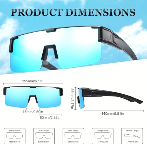 Image of HAOLOTA Fit Over Glasses Sunglasses for Men, Wrap Around Sunglasses for Driving Cycling Outdoors UV Protection