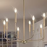 KSANA Modern Antique Gold Chandeliers for Dining Room, 8 Lights Lighting Fixture with Aged Gold...