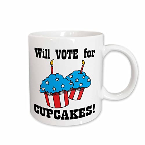 3dRose Will Vote for Cupcakes Cute 11oz Mug