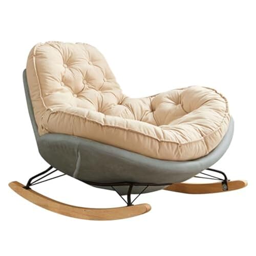 AMAZWI Mecedora para sala de estar, dormitorio, balcón, oficina (blanco apagado+gris)
