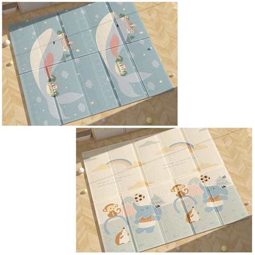 Bxzzuisベビープレイマット 200*180*2cm 折り畳み式 XPE ベビーマット 子供用 可愛い 両面パターン シームレス 遊び フロアマット 衝撃緩和 転倒防止 安全 無毒 無味 防水 滑り止め 清掃簡単 お昼寝マット ベビーマット 出産祝い