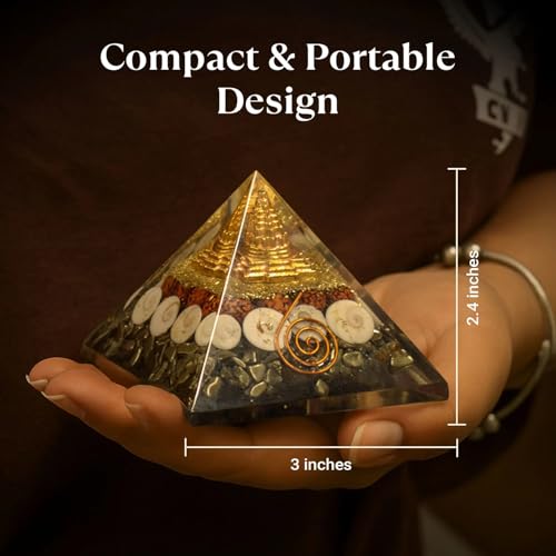 Image of Astrotalk Lakshmi Yantra Pyramid | Pyrite Stone Infused Vastu Pyramid for Wealth & Prosperity | Vastu Items for Home & Office | Attracts Abundance & Positive Energy