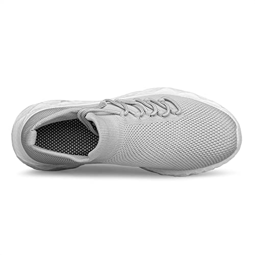 Women's Walking Shoes Sock Sneakers Slip On Mesh Sport Running Shoes Casual Lightweight Shoes for Gym Work Jogging Light Grey Size 9.53