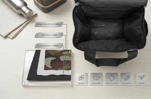 Image of Sfane Insulated Lunch Bag - Compact, Easy Wash, Smooth Zipper & Lightweight - Tote Bag & Container, Tiffin Bag for Men, Women, Adults (Mulicolor)