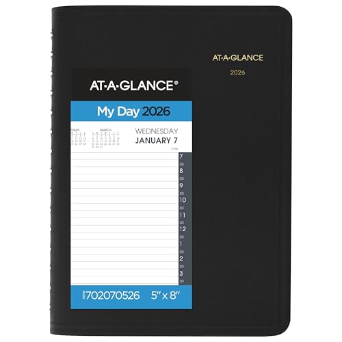 AT-A-GLANCE 2026 Appointment Book Planner, Daily, 5" x 8", Small, Half-Hour, Black (702070526)
