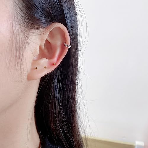 2mm 20g Tiny Cubic Zirconia Ball CZ Cartilage Stud Earrings for Women Mens Stainless Steel Small Post Hypoallergenic Sets (12Pairs Gold)4