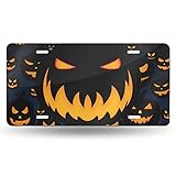 Halloween Pumpkin License Plate Decorative Car Front License Plate,Vanity Tag,Metal Car Plate,Aluminum Novelty License Plate for Men/Women/Boy/Girls Car 6x12 Inch