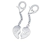 Maße: 2,4 x 3,7 cm Gravado Herz-Schlüsselanhänger (2er Set) aus Edelstahl für Paare, Herzhälften, Personalisiert mit Initialen,Unisex Accessoire